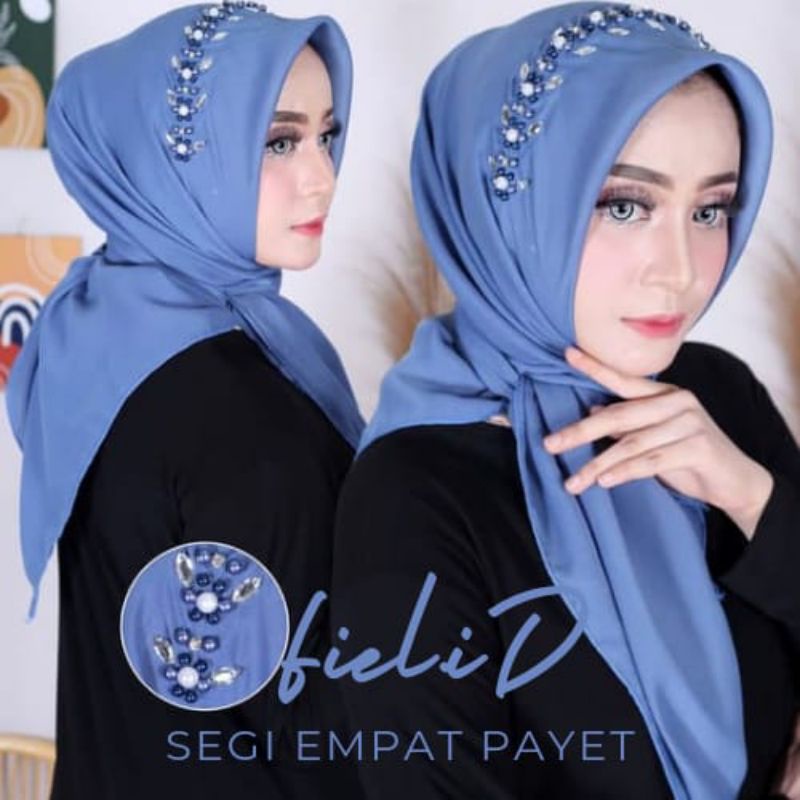 Segi Empat Payet Mutiara / Bella Square Payet / Kerudung Payet Segi Empat / Hijab Payet Segi Empat /