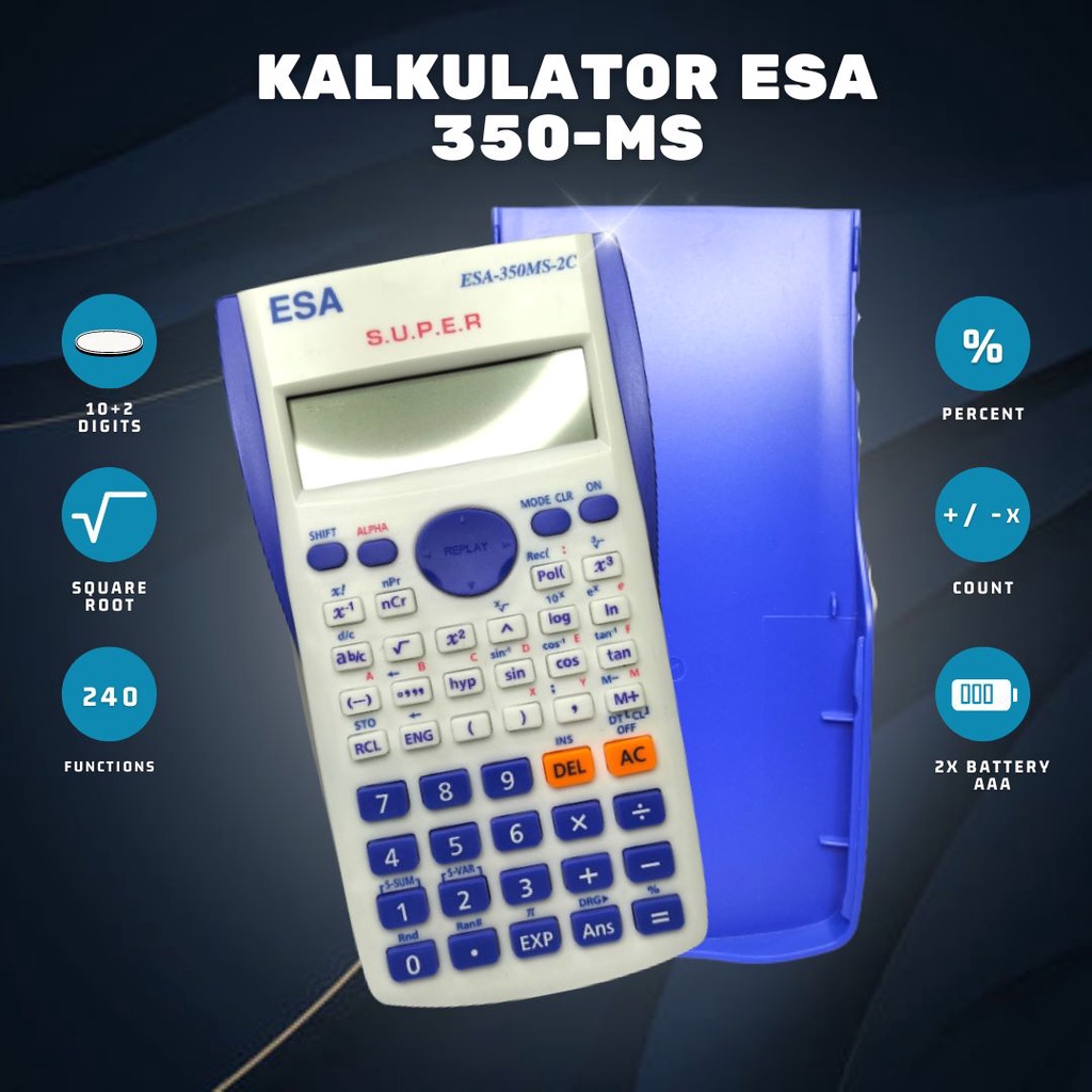 Kalkulator Sekolah 350ms / Scientifik / Fisika / Kimia / Matematika / 350 Esa Warna