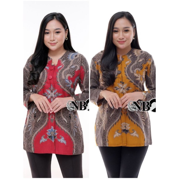 Blouse batik wanita lengan Panjang blouse kancing depan MOTIF JENGGALA