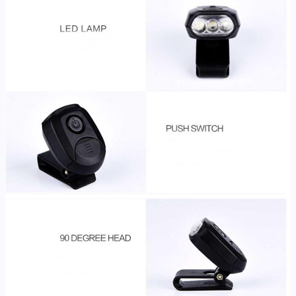 TaffLED Senter LED Clip Topi 90 Degree Rotatable 3 LED - 3325