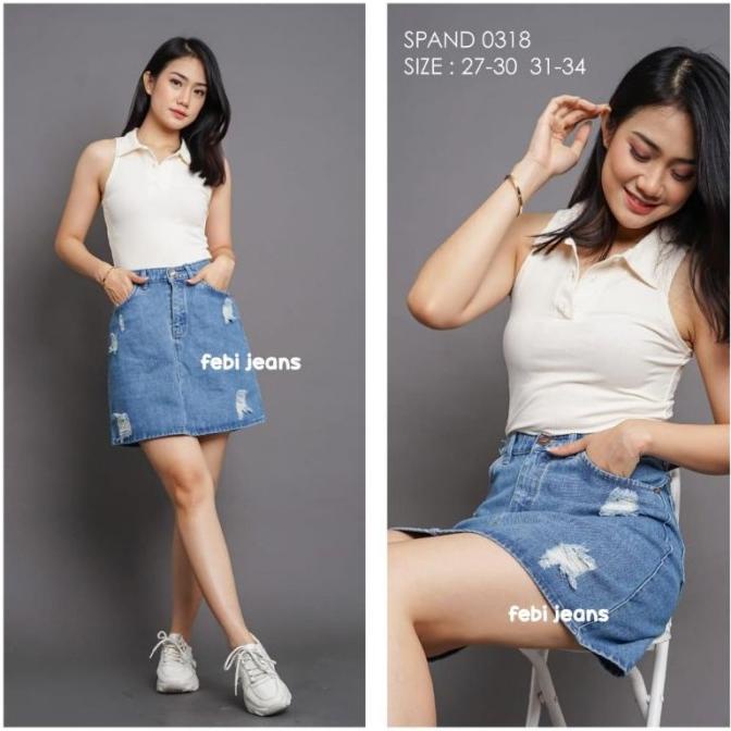 Rok Jeans Pendek Sobek Ripped 27-34