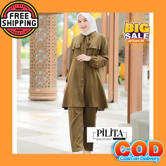 Setelan Import Premium Bangkok Bkk Setelan Wanita Kekinian Stelan Baha Pilita - Karisa Set 2 In 1 - 