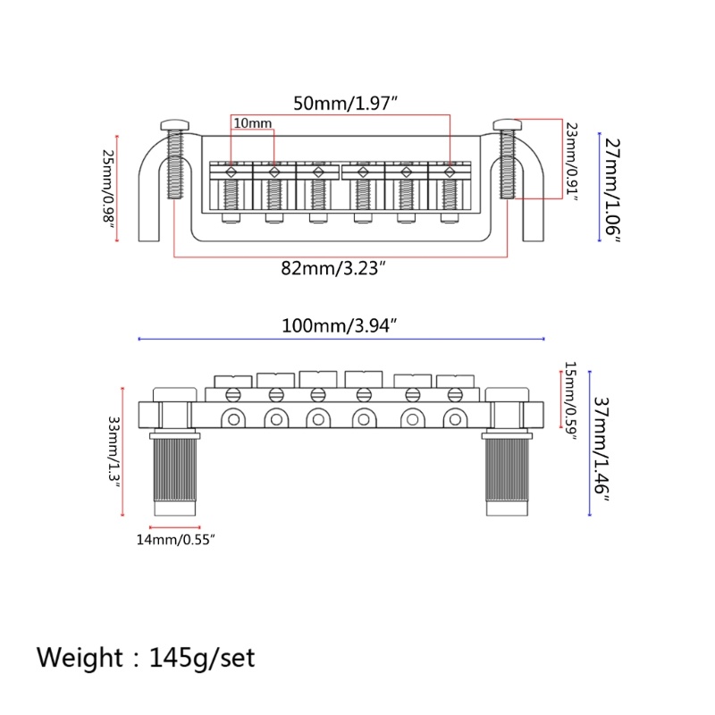 Bridge Tailpiece Wraparound Adjustable Untuk Gitar