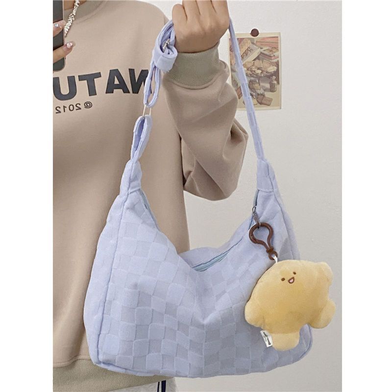 ☒❡❃Tas Kanvas Kapasitas Besar Wanita 2022 Baru Gaya Malas Tas Pangsit Mahasiswa Kelas Satu Bahu Messenger Tote Bag