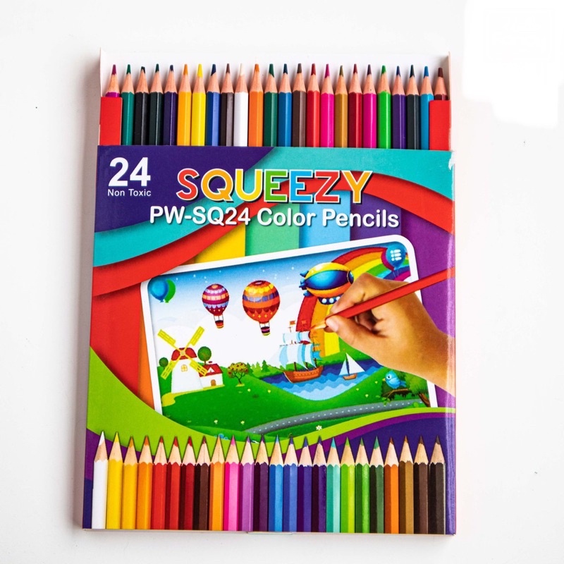 

Pensil Warna Squeezy PANJANG / Pensil warna 24 warna / Colour Pencil PW-SQ24