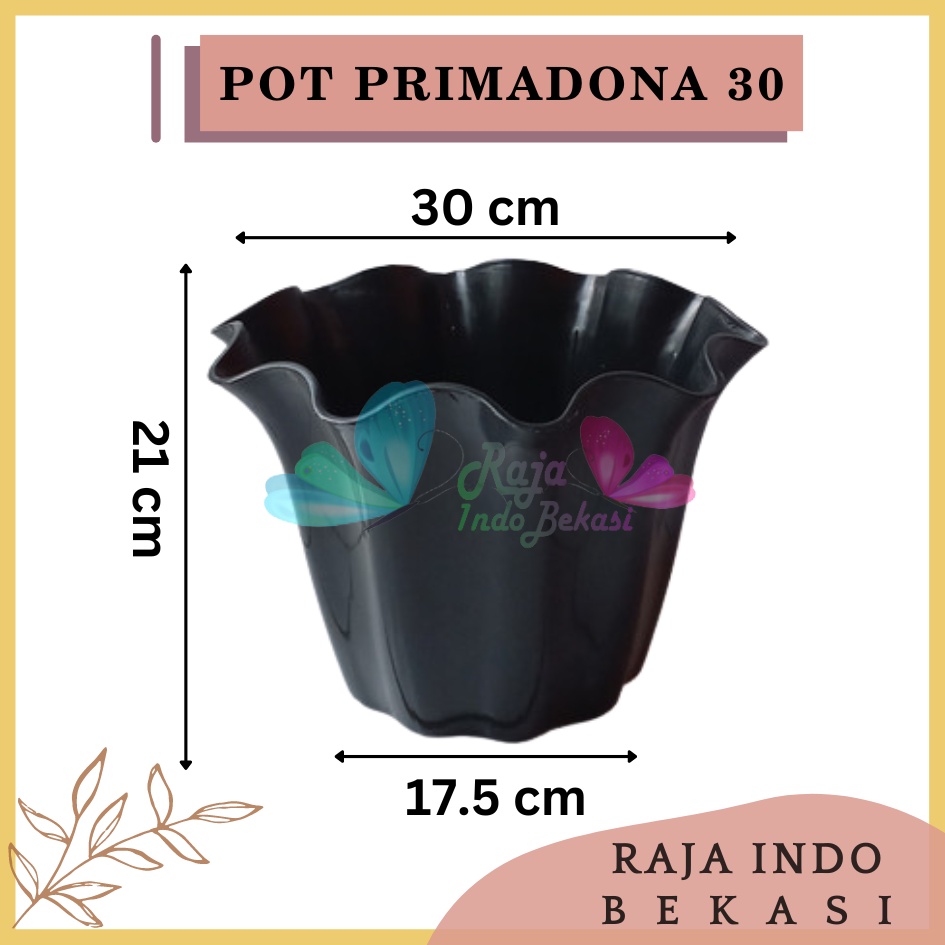 Pot Shallom Primadona 30 Hitam Pot Bunga Plastik Putih Cantik Tebal Gelombang Bagus Pot Primadona 15 20 25 30 35 40 Putih Pink Hitam-pot bunga tanaman shallom primadona 30 putih - PRIMADONA