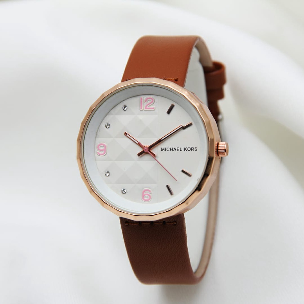 BEST SELLER JAM TANGAN WANITA MICHAEL KORS A25 TALI KULIT BODY BULAT DM 3.8CM FREE BOX &amp; BATERAI || JAM TANGAN FASHION WANITA JAM TANGAN CEWEK MURAH