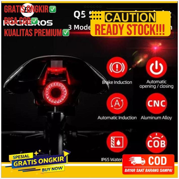 Jual Rockbros Q Led Belakang Cerdas Dengan Sensor Gyro Bracket Sadel