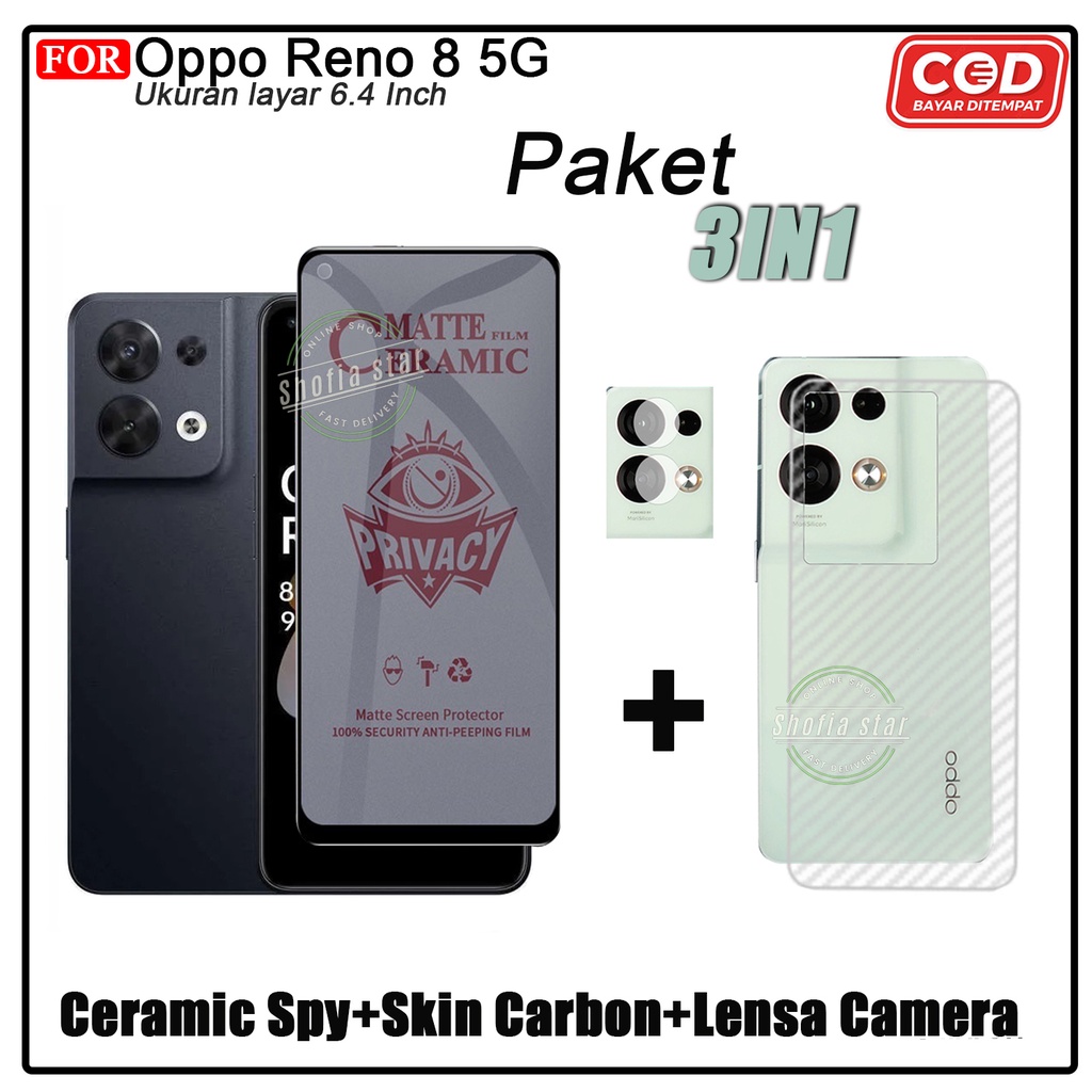 PAKET 3IN1 Tempered Glass Oppo Reno 8 5G Reno 8 4G Reno 8 Pro Reno 7 4G Reno 7z 5G Reno 7 5G Anti Glare Full Cover Protect Camera