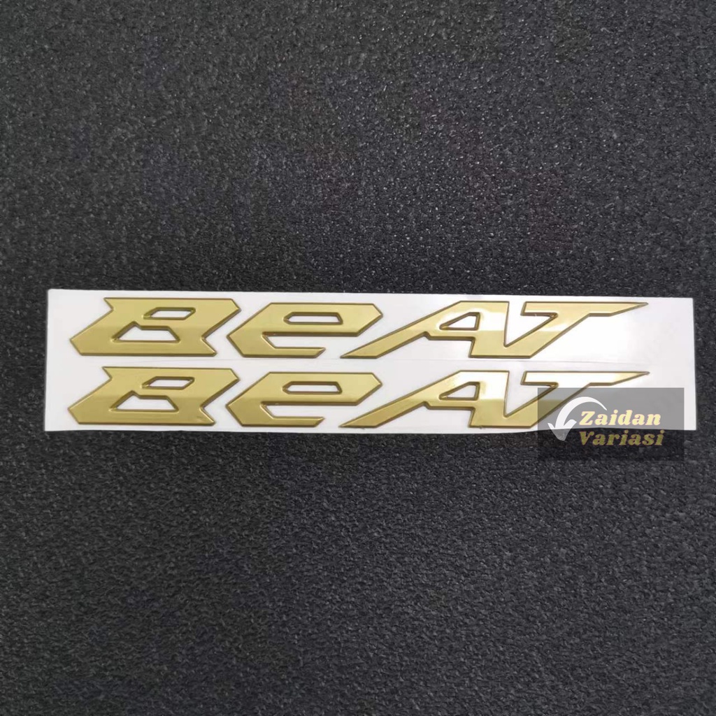 Emblem Honda Beat Timbul 3D Aksesoris Logo Stiker Karbu Street Sepasang 2 Pcs Kanan Dan Kiri Sticker Deluxe Fi Merah Gold New Jepang Japan Titanium Latin Hitam