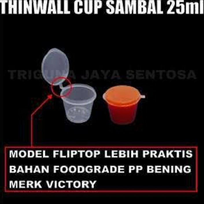 Thinwall Cup Plastik 25 ML Tempat Wadah Saus Saos Sambal Sambel