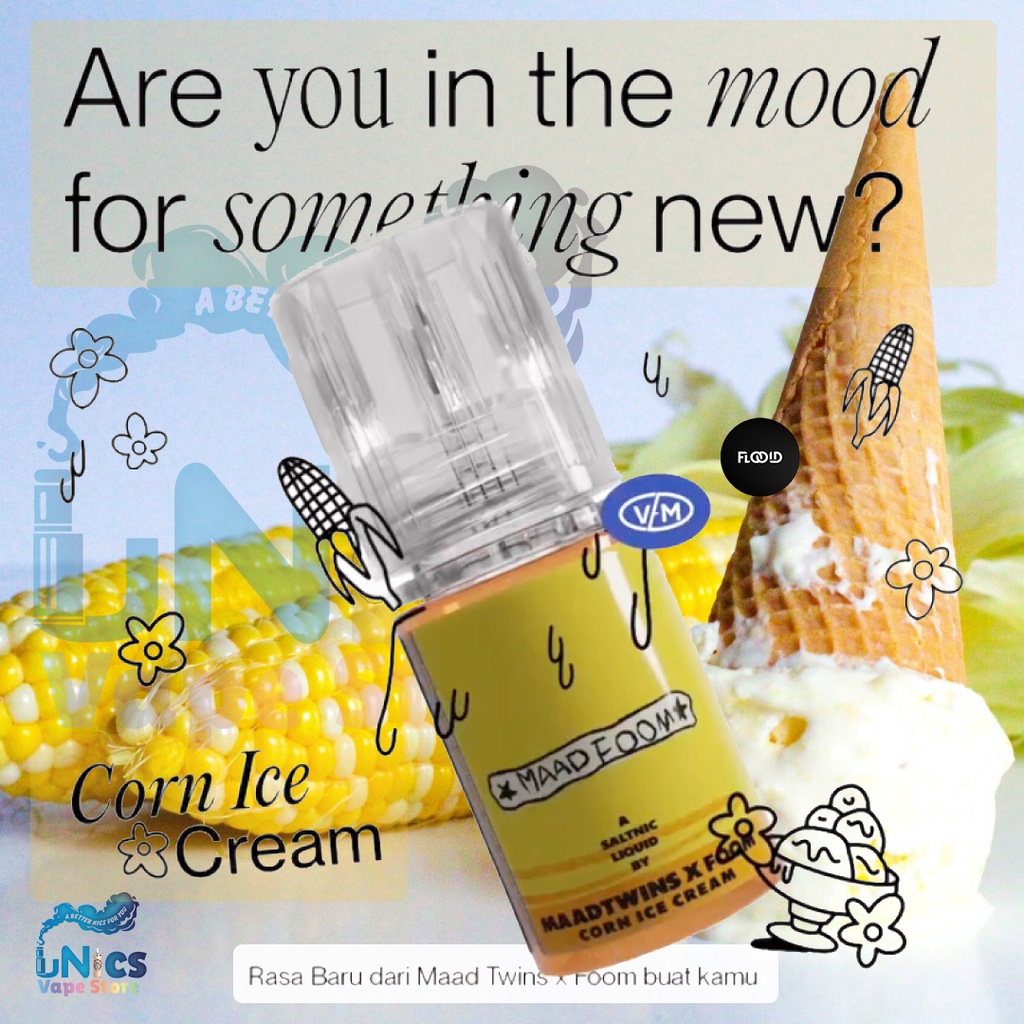 Jual Liquid MAAD FOOM CORN ICE CREAM Ice Dessert Series saltnic 30ML