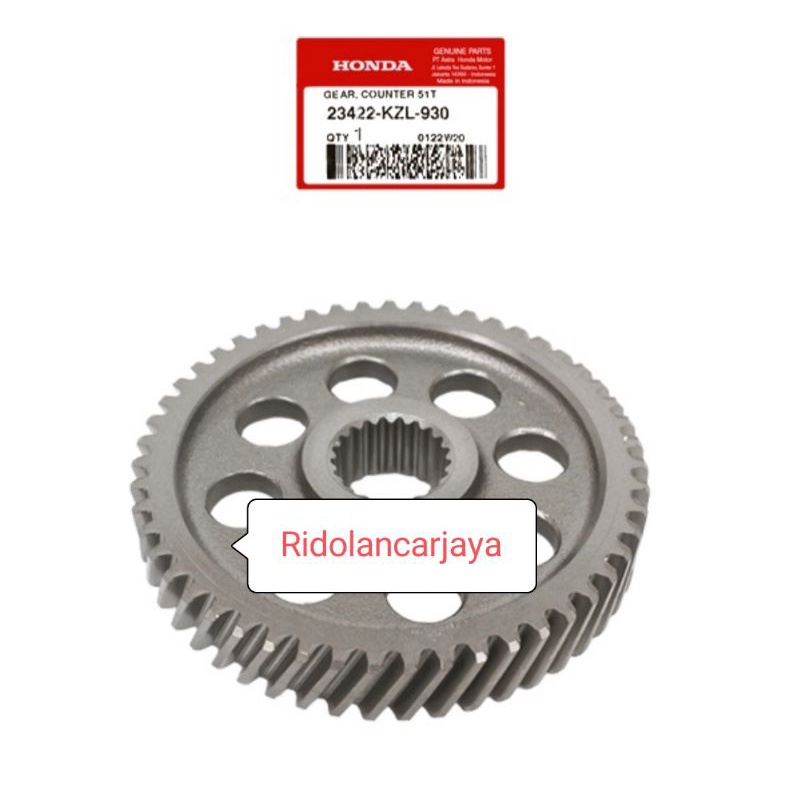 GIGI GEAR BOX GARDAN GEAR COUNTER 51T BEAT FI 23422-KZL-930 ORIGINAL HONDA AHM