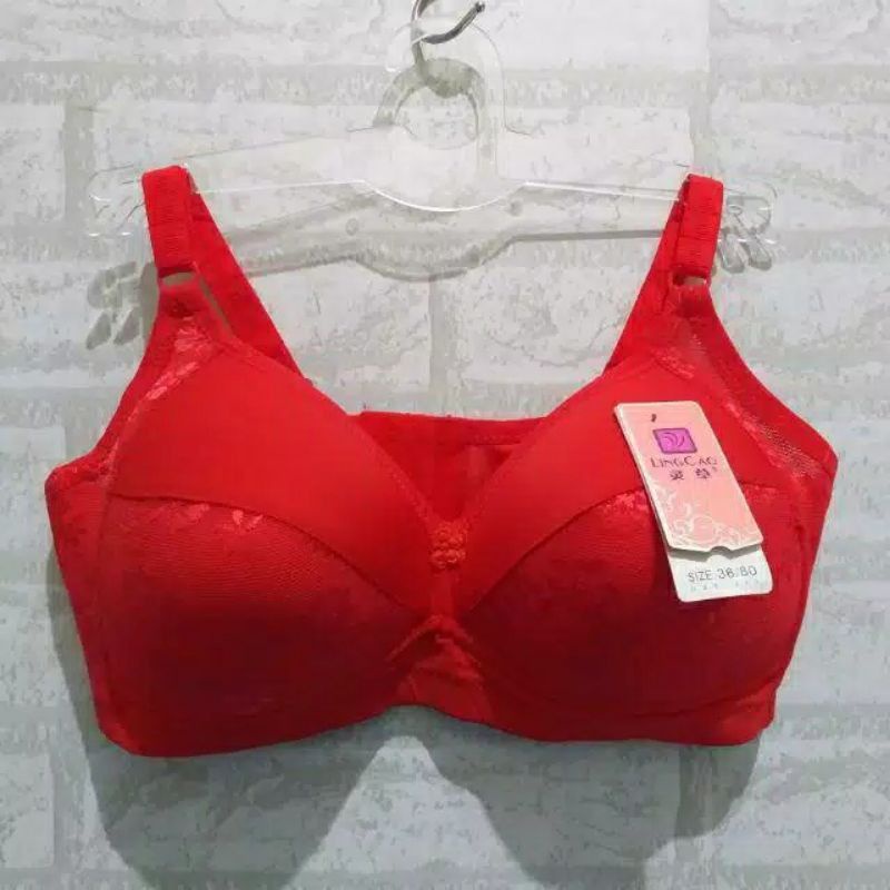 BRA LINGCAO TYPE C1 BH CUP BESAR (C) TANPA KAWAT BRA BUSA TIPIS KAIT 3 BRA BRUKAT