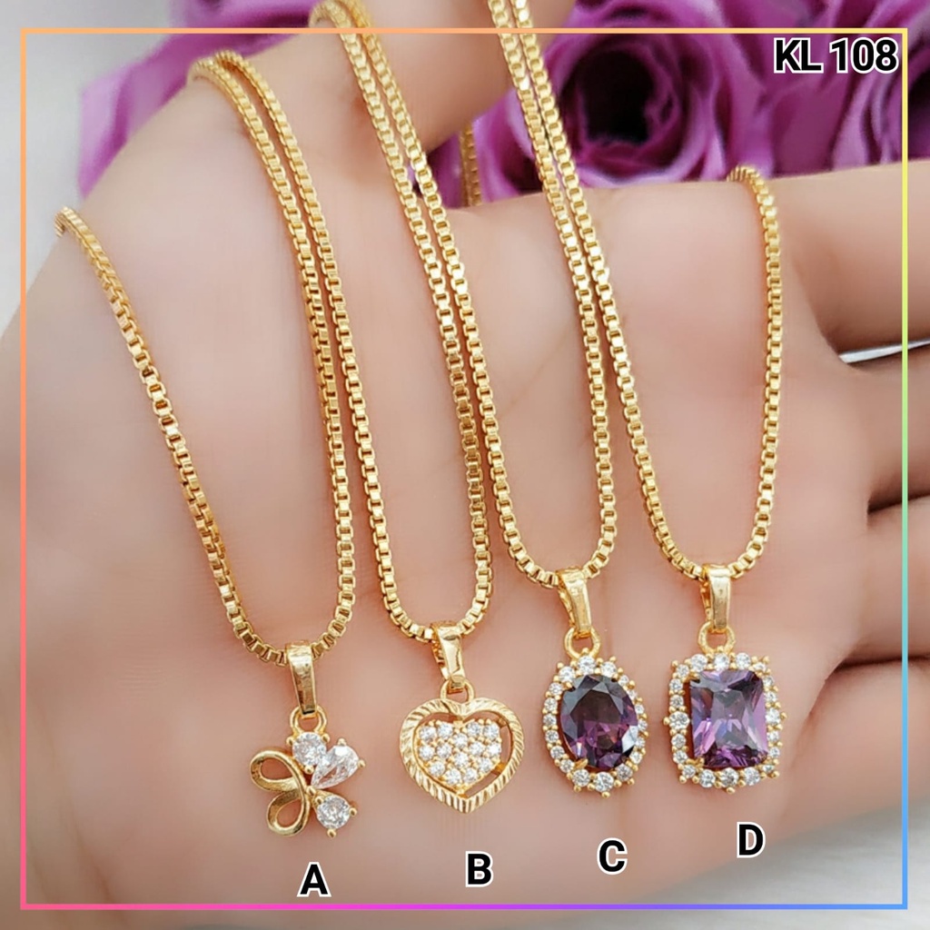 Kalung xuping kalung dewasa set liontin love rantai itali permata zirqon lapis emas gold KL 108