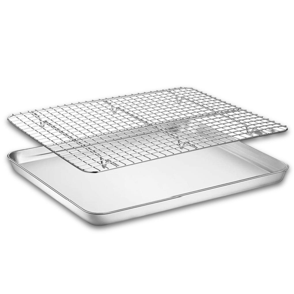 Loyang Kotak Kotak Cooling Rack Chef Stainless Steel Pan Oven Bakeware Untuk Masak Dapur23 5x17 5x2 5cm