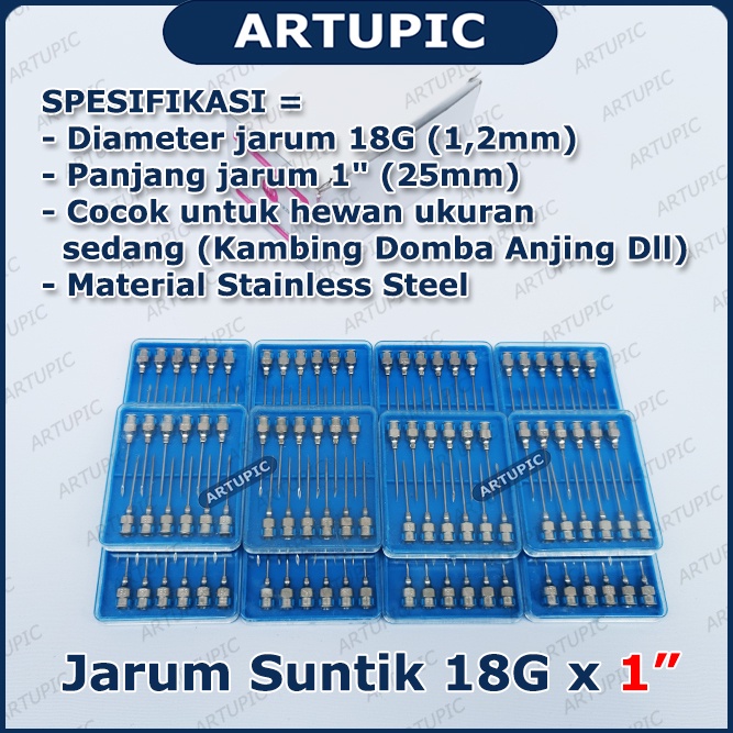 Jarum Suntik Hewan Besar 18G x 1 inch Vaksin Ternak Kambing Domba Anjing Vet Needle Stainless Steel 18 G x 1&quot;