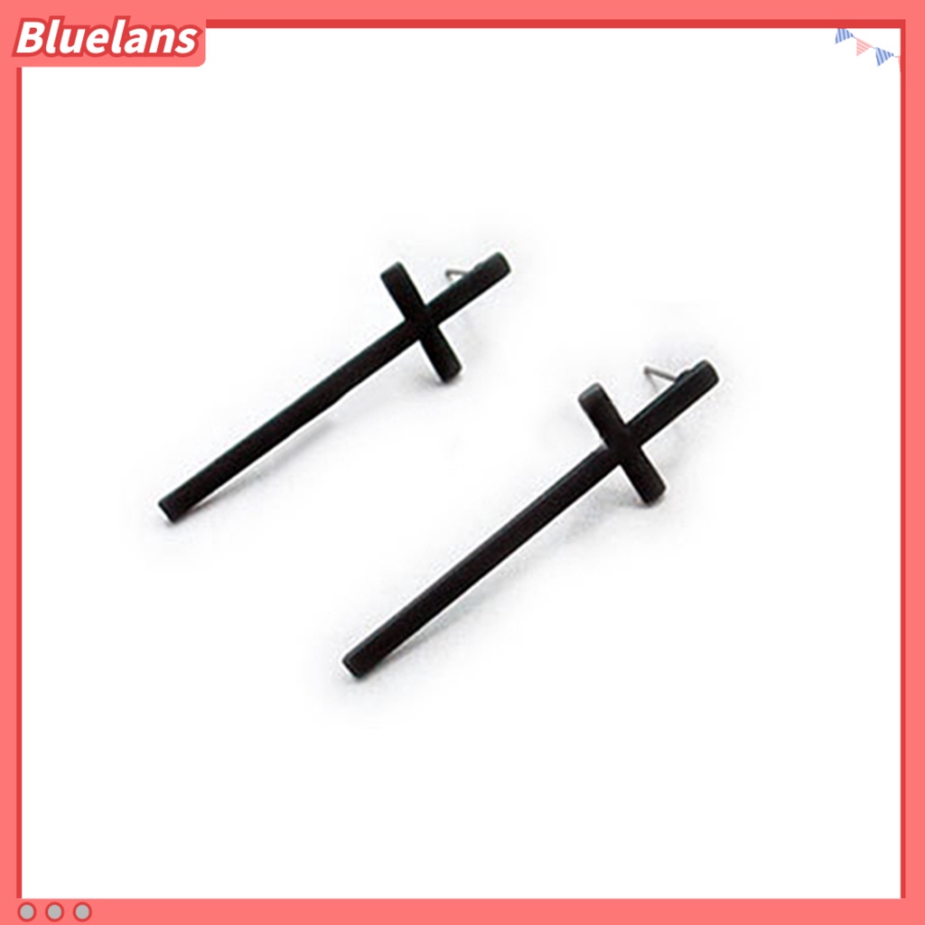 Bluelans Unisex Vintage Rock Punk Gothic Charm Cross Earrings Lovers Ear Studs Gift