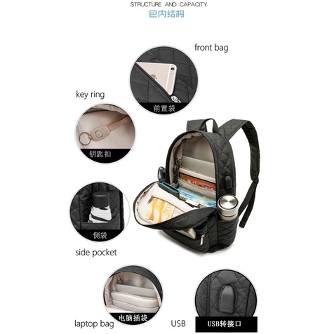 KINMAC ARGYLE Diamond BACKPACK Ransel Tas Laptop Kerja Tas Sekolah Waterproof