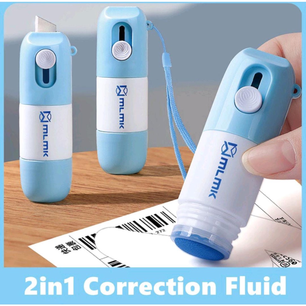 

cairan stempel stamp penghapus resi / struk kertas thermal 10ml 2in1 Cairan Penghapus Tinta Kertas Thermal 10ml dengan Cutter Mini MLMK 2in1 Correction Fluid Box Opener/Penghapus/Tip Ex Resi Paket