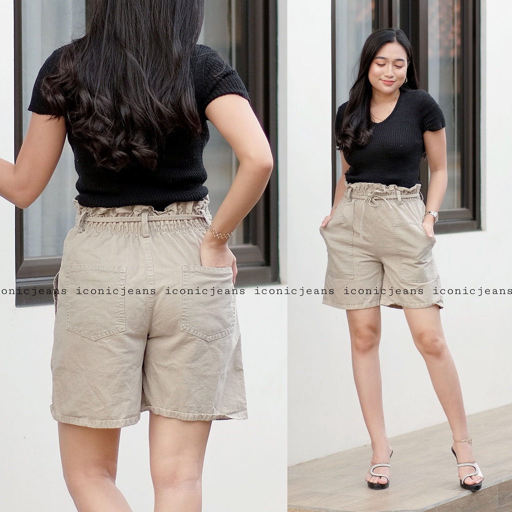 FUJI HOTPANTS JEANS HIGHWAIST TALI SERUT | CELANA PENDEK WANITA KEKINIAN | OUTFIT REMAJA OOTD KEKINIAN