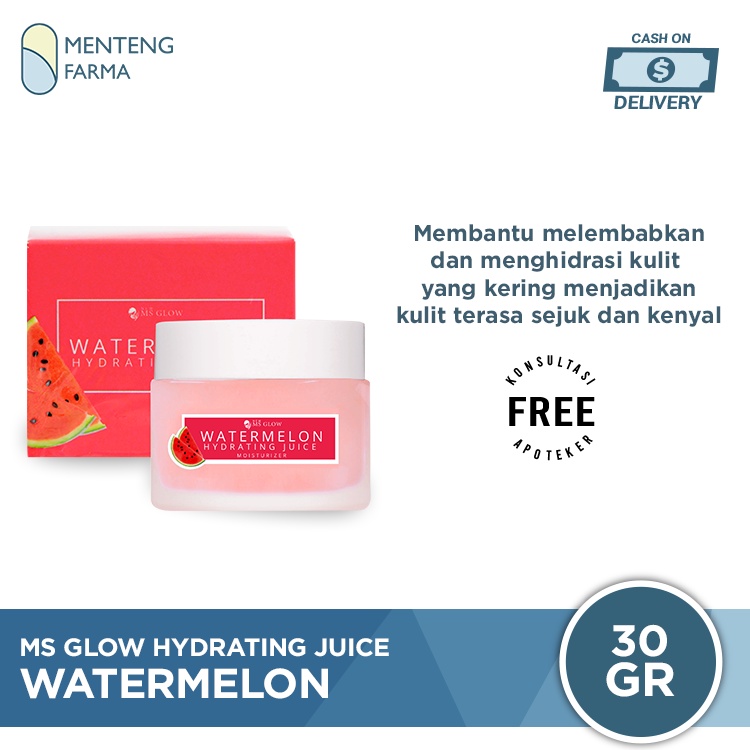 Ms Glow Watermelon Hydrating Juice Moisturizer - Pelembab Wajah untuk Menghidrasi Kulit Kering Bruntusan dan Iritasi