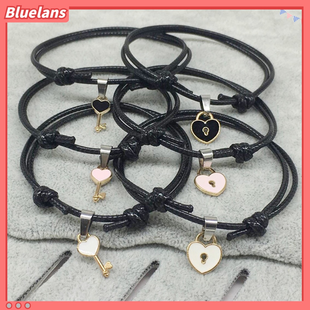 Bluelans 1pc Gelang Rantai Liontin Kunci Hati Untuk Pasangan