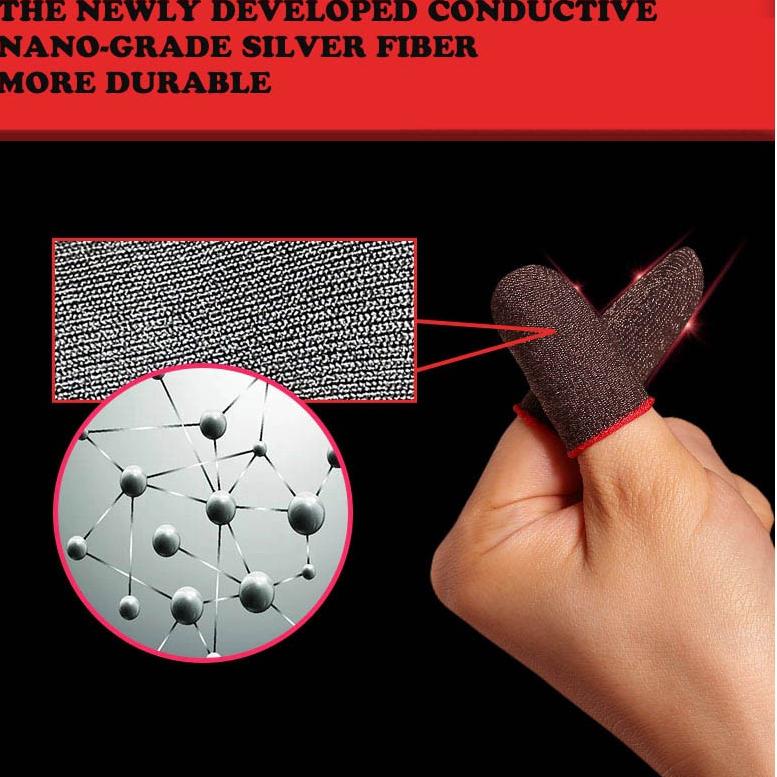 Sarung Jempol Nano Silver Fiber Finger Sleeve Anti Keringat Mobile Game PUBG ML FF ‑ DUM.18Oc22ᴼ