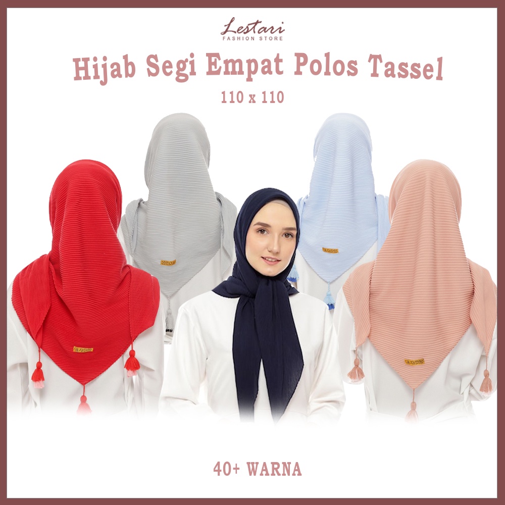 Hijab Segi Empat Polos Plisket Tassel Voal - Hijab Jilbab Kerudung Krudung Instan Segi Empat Segiempat Laser Cut Polos Jumbo Paris Voal Premium Terbaru