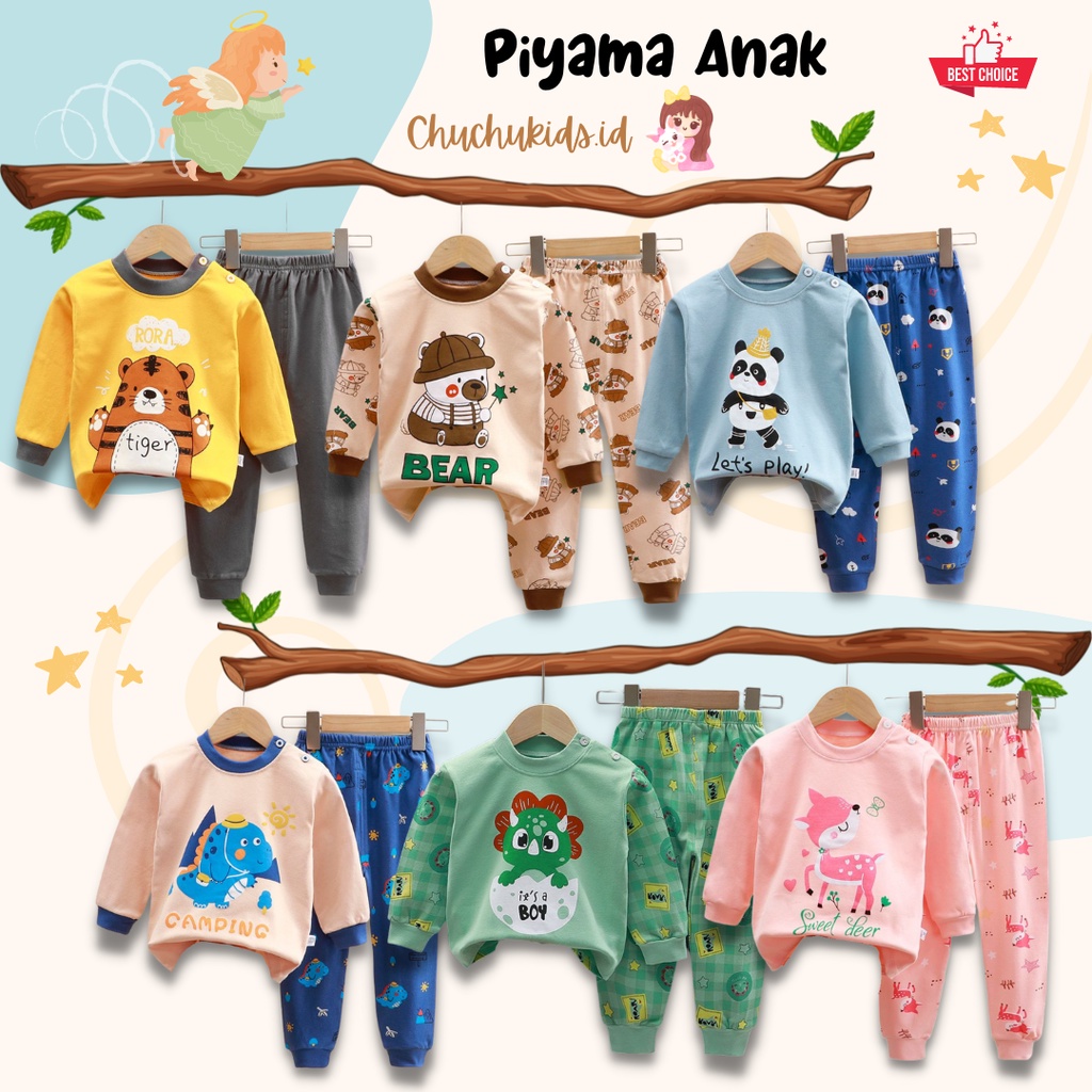 Piyama anak setelan baju tidur anak import cowok perempuan lengan panjang kartun (1-4 tahun) set Z 2