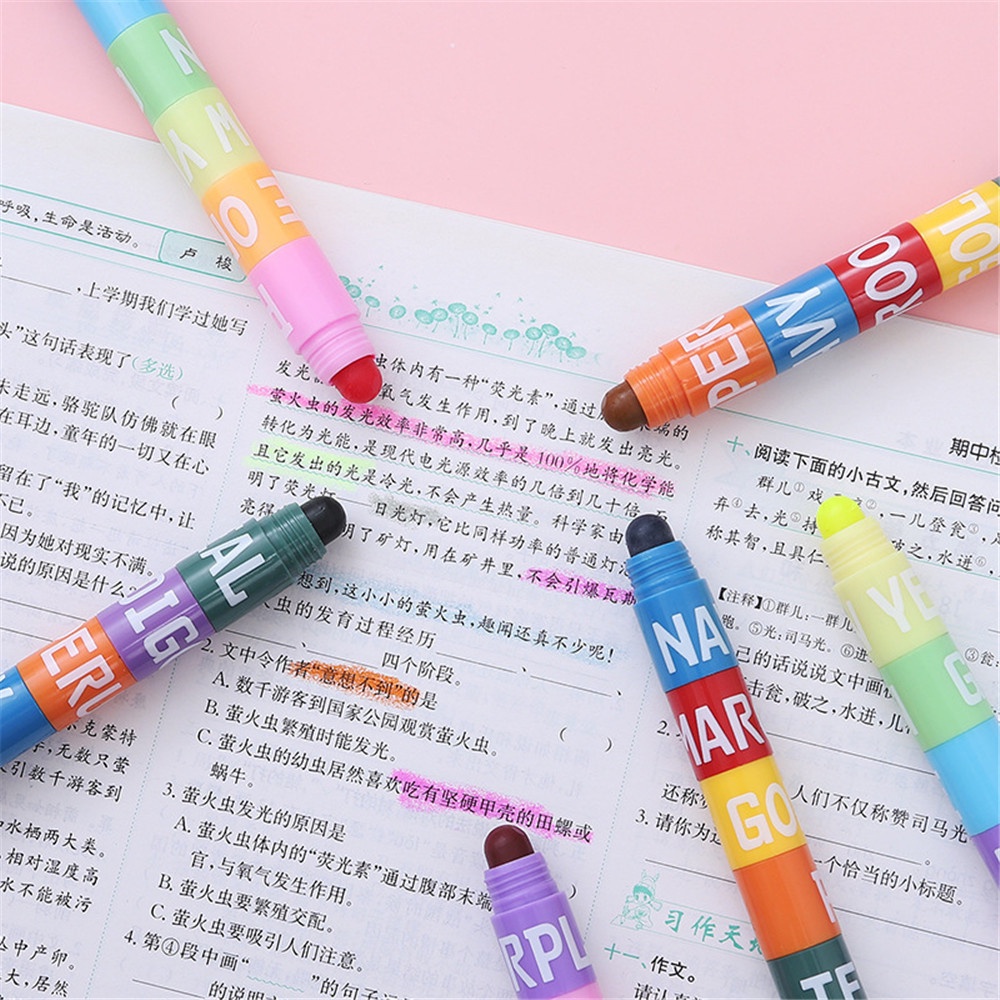 6 In 1 Spidol Highlighter Fluorescent Untuk Pelajar / Kantor