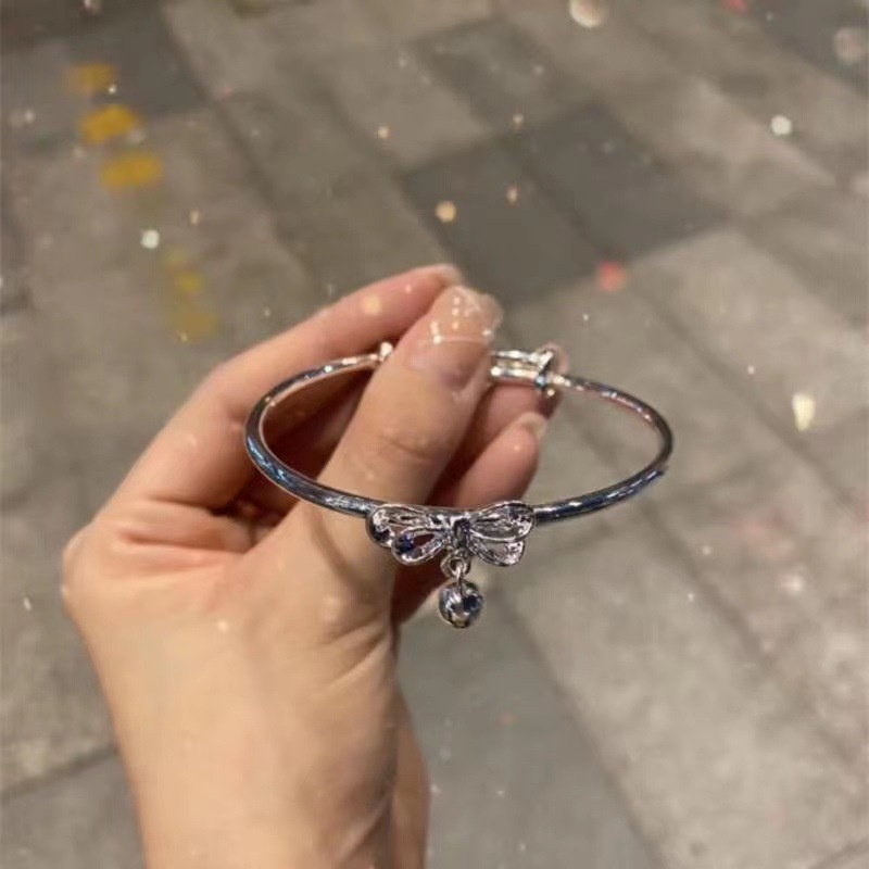 Gelang Tangan Silver Simple Hias Pitalonceng Untuk Wanita