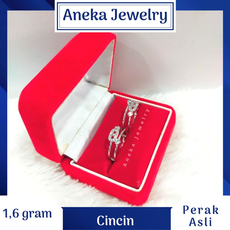 Cincin Ukir Mata2, Perak 925, Sepuh Emas Putih