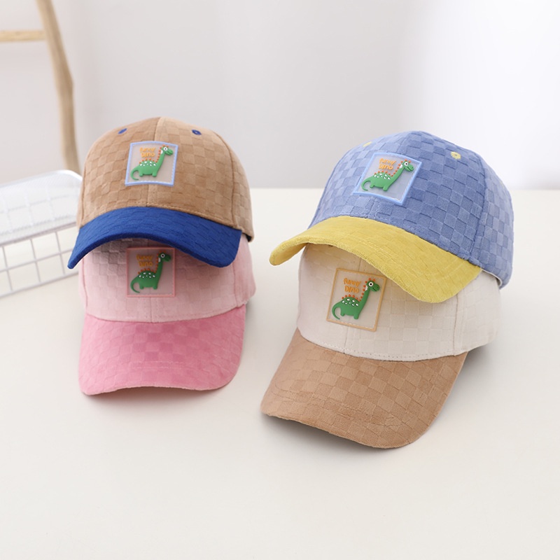 COD- Topi anak laki laki impor premium korea MOTIF KOTAK DINO usia 1-3 tahun / topi anak keren