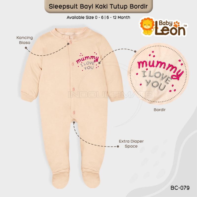 SNI BABY LEON Sleepsuit bayi 0-12 bulan jumper piyama baju lengan panjang tidur Bayi Laki-Laki Perempuan kaki tutup