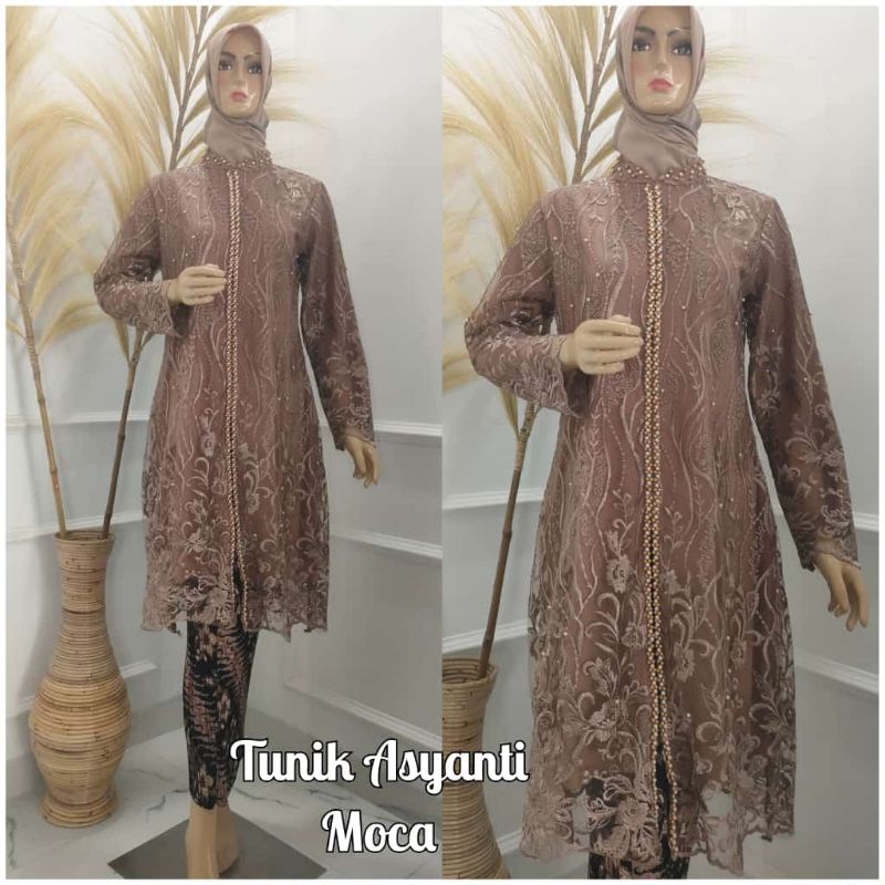 Setelan Kebaya Tunik Asyanti DJ / Kebaya Tunik Payet Modern / Kebaya Brukat Pesta Kekinian / Kebaya Wisuda / Kebaya Busui