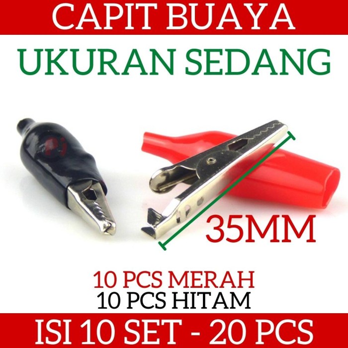 Isi 20 Pcs Jepitan Capit Jepit Buaya Alligator Sedang Set Merah Hitam