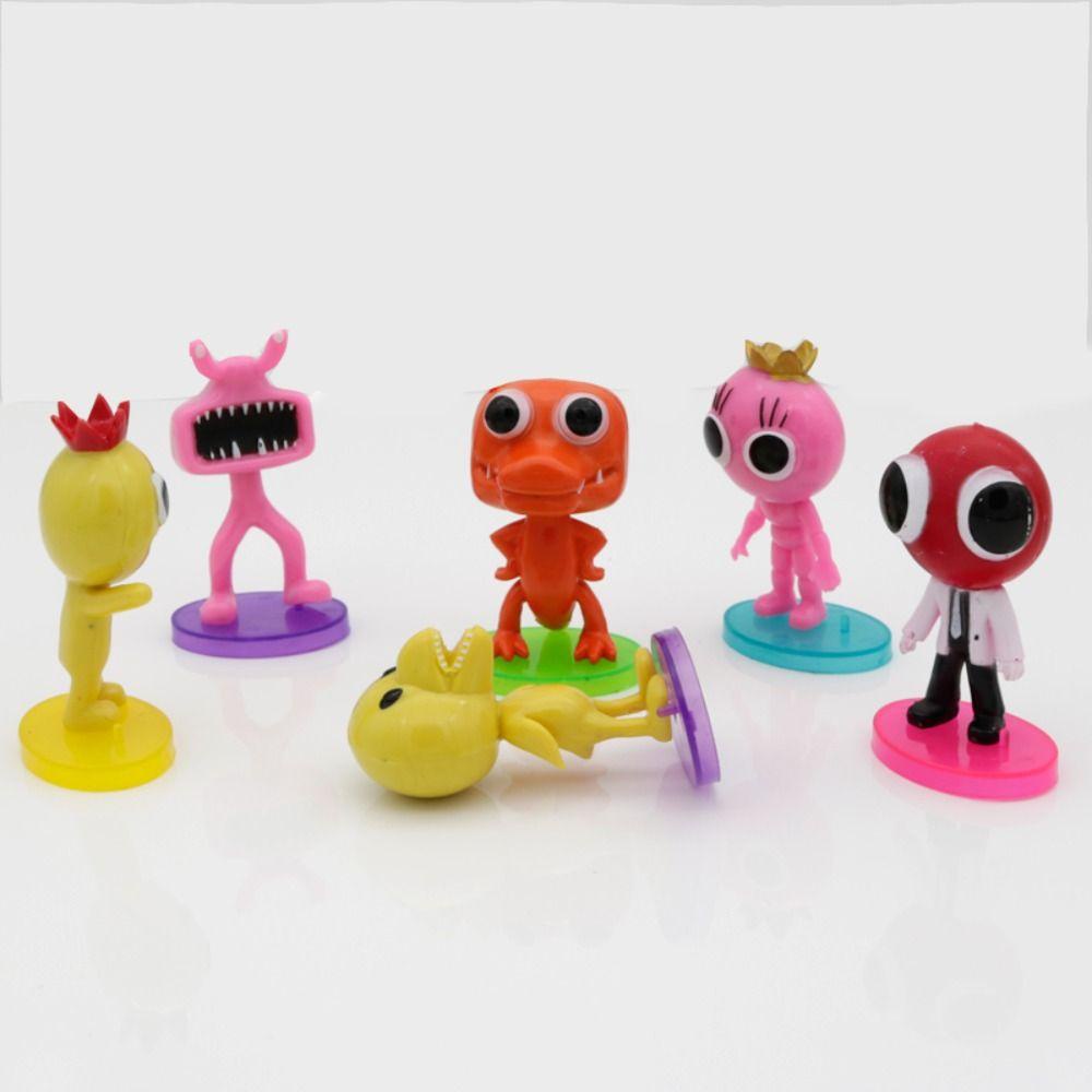 LANFY Roblox Action Figure Miniatur Untuk Anak Hadiah PVC Dekorasi Interior Mobil Biru Slobber Ornamen Ro-blox Rainbow Friends Game Karakter Thriller Game Model Figuals