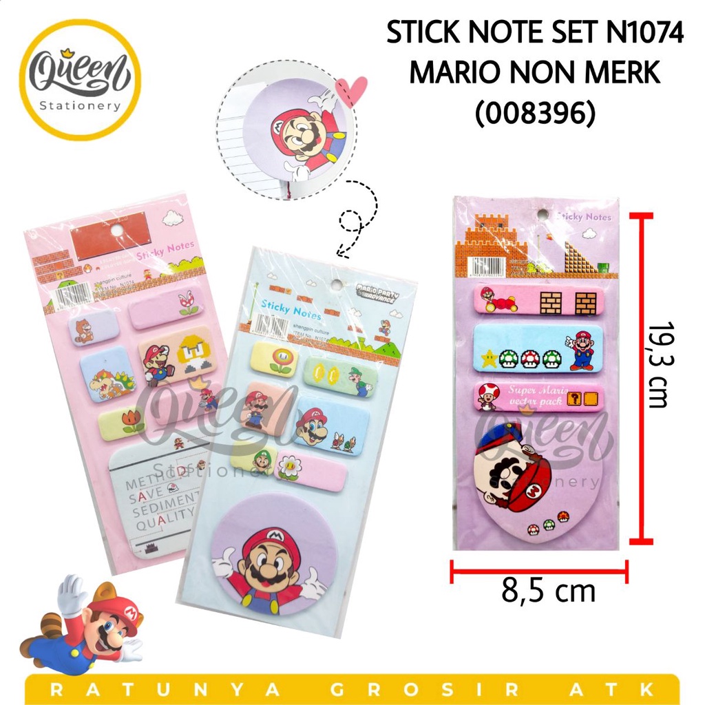 

STICK NOTE SET N1074 MARIO NON MERK (008396) / STICKY NOTE / MEMO LUCU / STICKY NOTES