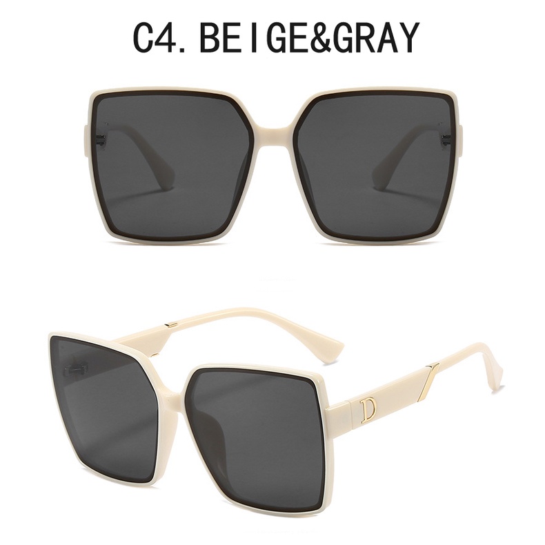 Kacamata Hitam Wanita Model Vintage Frame Kotak Besar Untuk Outdoor / Pantai