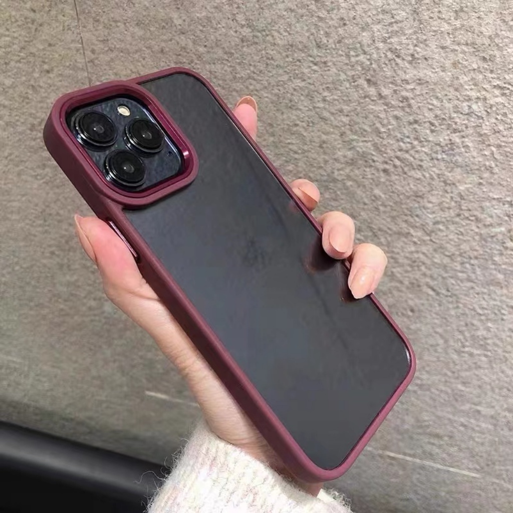 Case Pelindung Lensa Warna Ungu matte Transparan Tahan Banting Untuk iphone 14 pro max 12 11 pro max