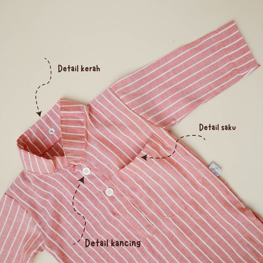 Setelan Baju bayi dan anak cowo/laki-laki usia 0 Bulan - 2 tahun Motif  Kemeja Salur Panjang