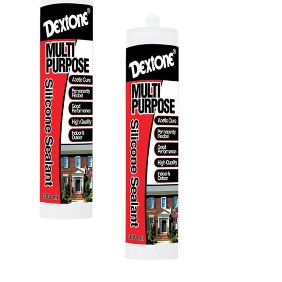 

LEM SILICONE SEALENT DEXTONE LEM TEMBAK TABUNG CLEAR WHITE BLACK 300GR - Putih