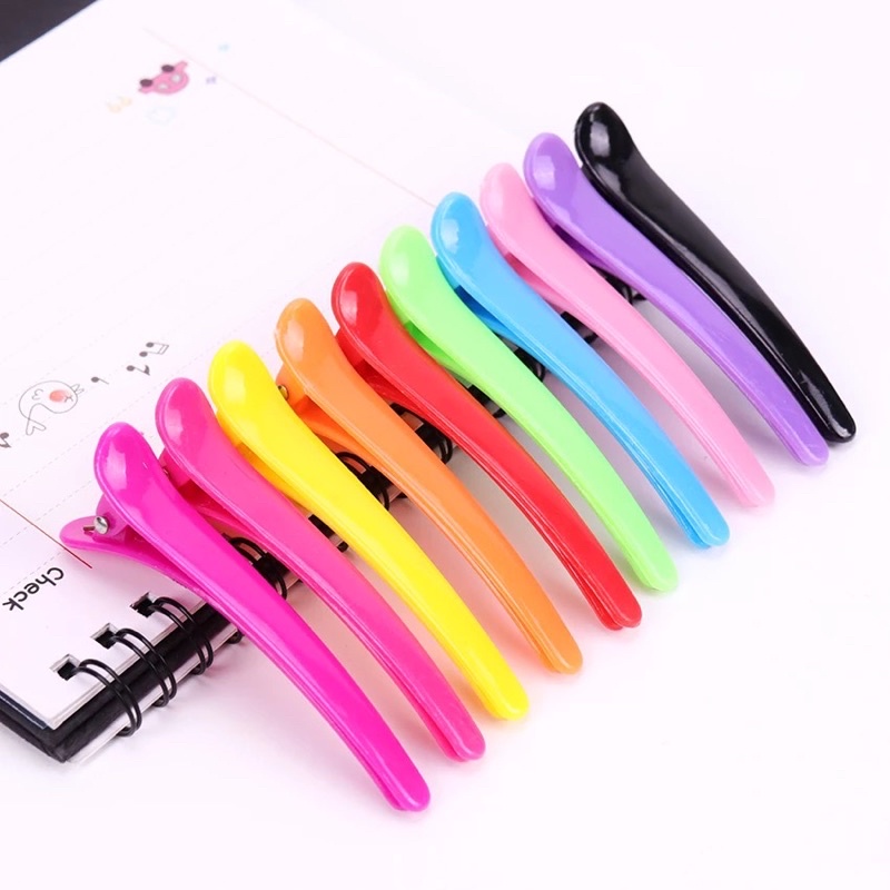 COD !!! Jepit bebek 8 cm plastik jepitan rambut warna-warni colorfull / Jepit Salon / Jepit bebek