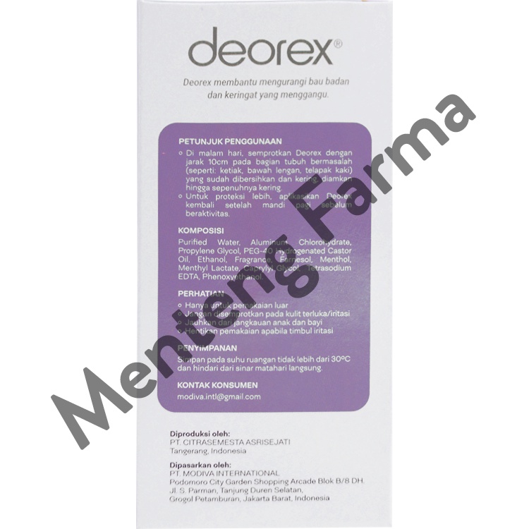 Deorex Body Odorizer Spray Musk 60 mL - Deodoran Spray Penghilang Bau Badan