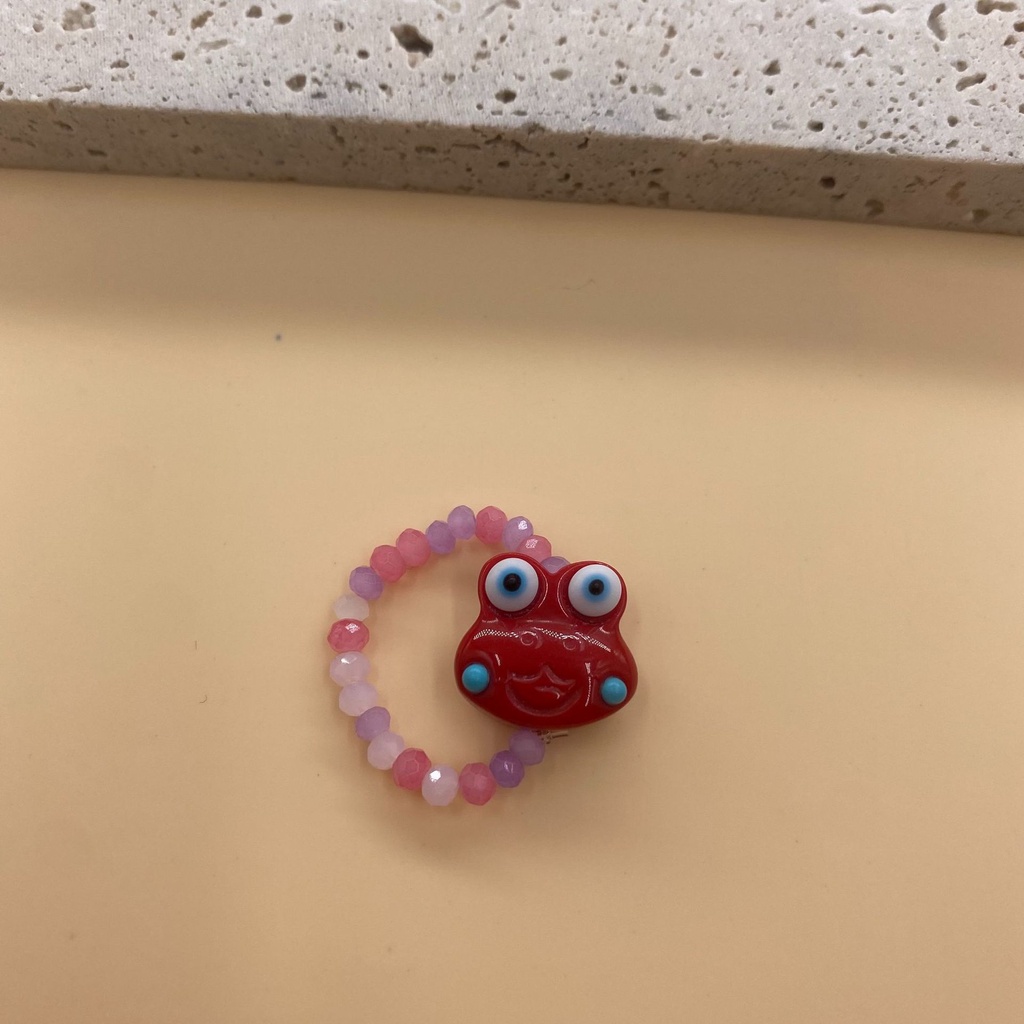 Cincin Elastis Handmade Desain Kartun Kodok Kecil Untuk Wanita