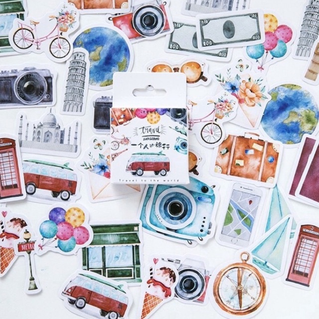 

5 pcs RANDOM stiker lucu aesthetic tema travelling untuk dekorasi buku harian