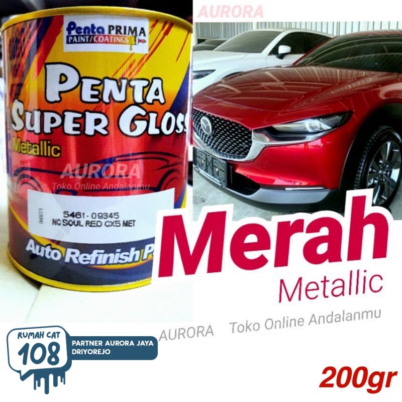 Penta Super Gloss NC Soul Red CX5 Met 200gr Merah Metallic Mobil Mazda Cat Duco Duko Diko Sepeda Mot