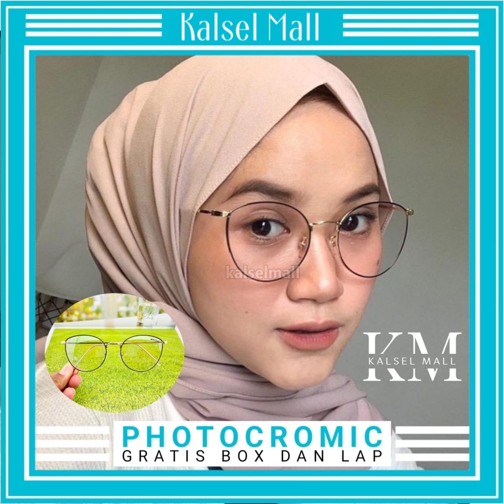 FREE KOTAK+LAP Kacamata Cat Eye Lensa Fotokromik Photocromic Lensa Berubah Warna Hitam dan Anti Radiasi UV Hp Laptop Komputer Bingkai Titanium Korea Potokromik Fotocromic Potocromic Pria Wanita Blueray New Retro Vintage FTK8