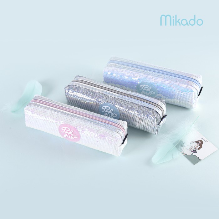 

LANGUO Pink Girl Pencil Case / Tempat Pensil - Grey Blink s
